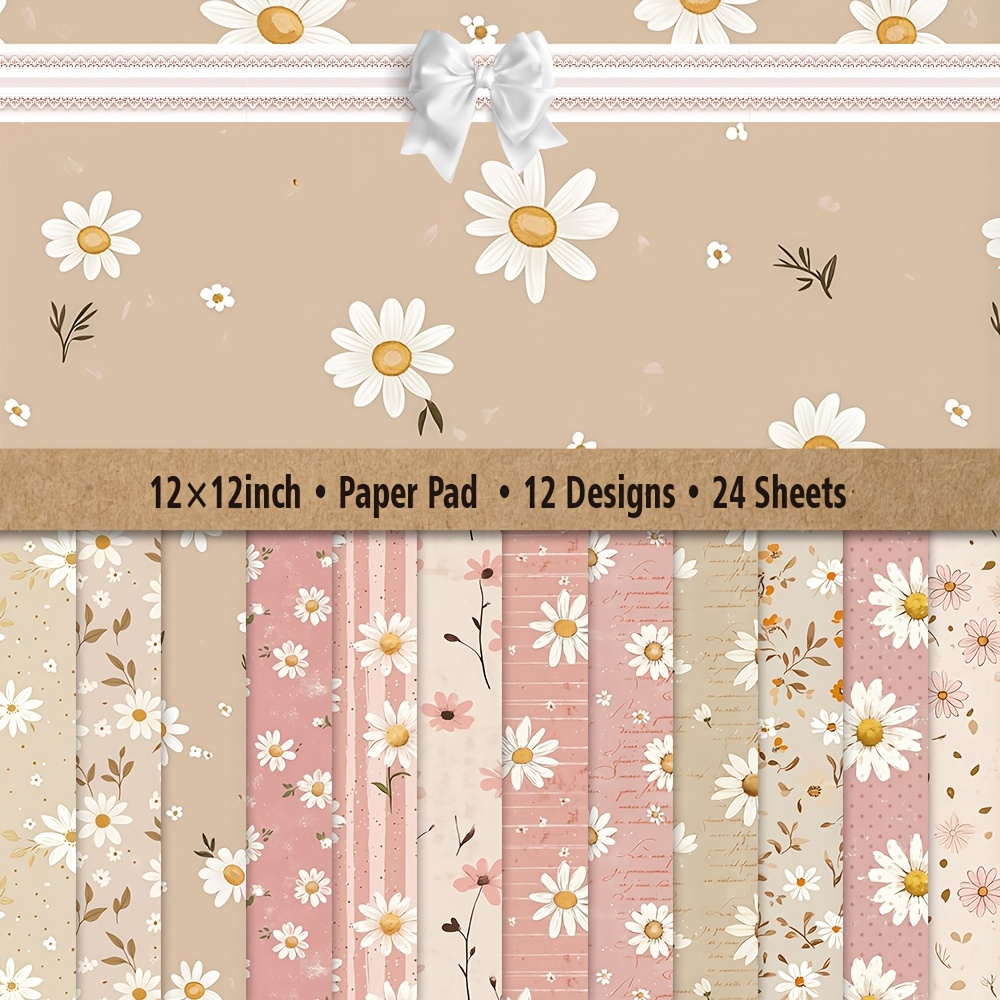 E-shop 12/24 Blatt Papier Kollektion 12X12 Zoll - mit 12 verschiedenen Design-Stilen, für handgemachte Geschenkverpackungen, Grußkarten-Dekoration,