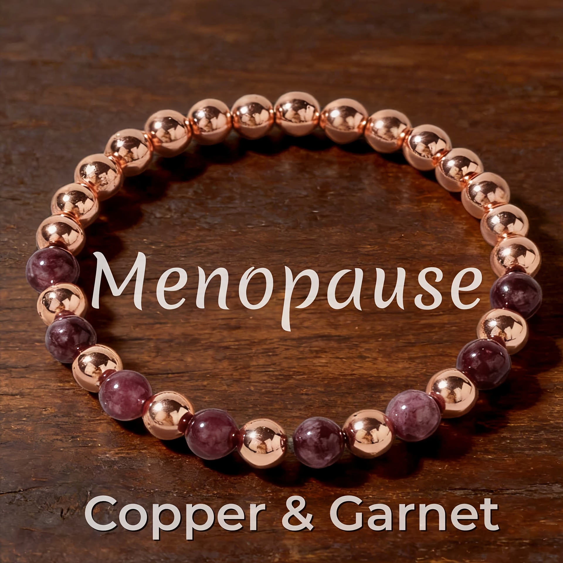 TEMU Bracelet de mode pour femme, bracelet en cuivre et rouge conçu pour réguler les et soulager les symptômes de la ménopause, adapté à un port