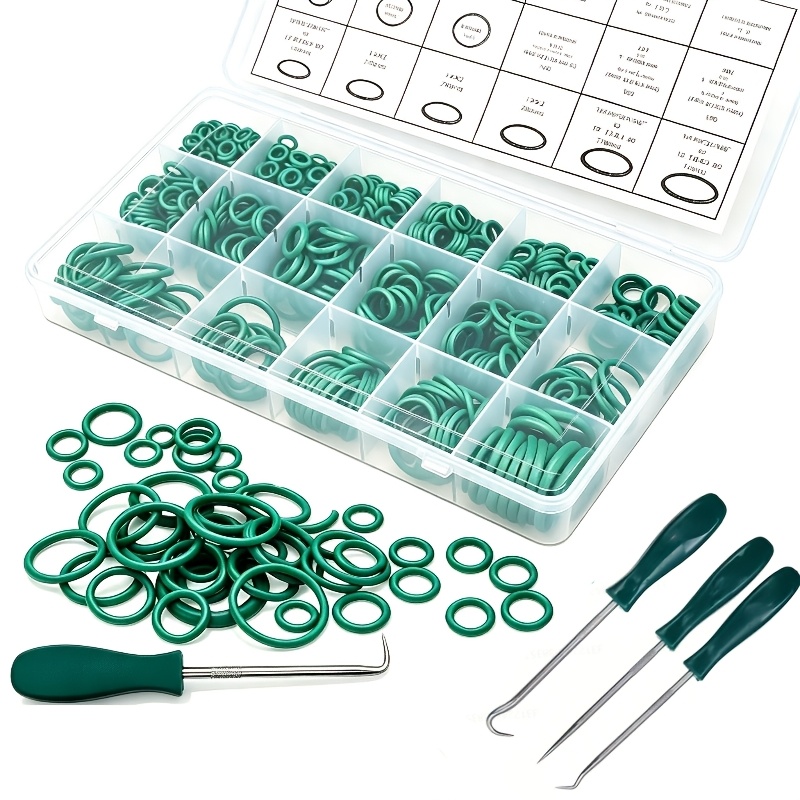 TEMU 534pcs: Set Of 530 O-rings With An Seal Screwdriver, Featuring A Round Design And A Hardness Of 70a, Made From Synthetic Elastomer. Ideal For