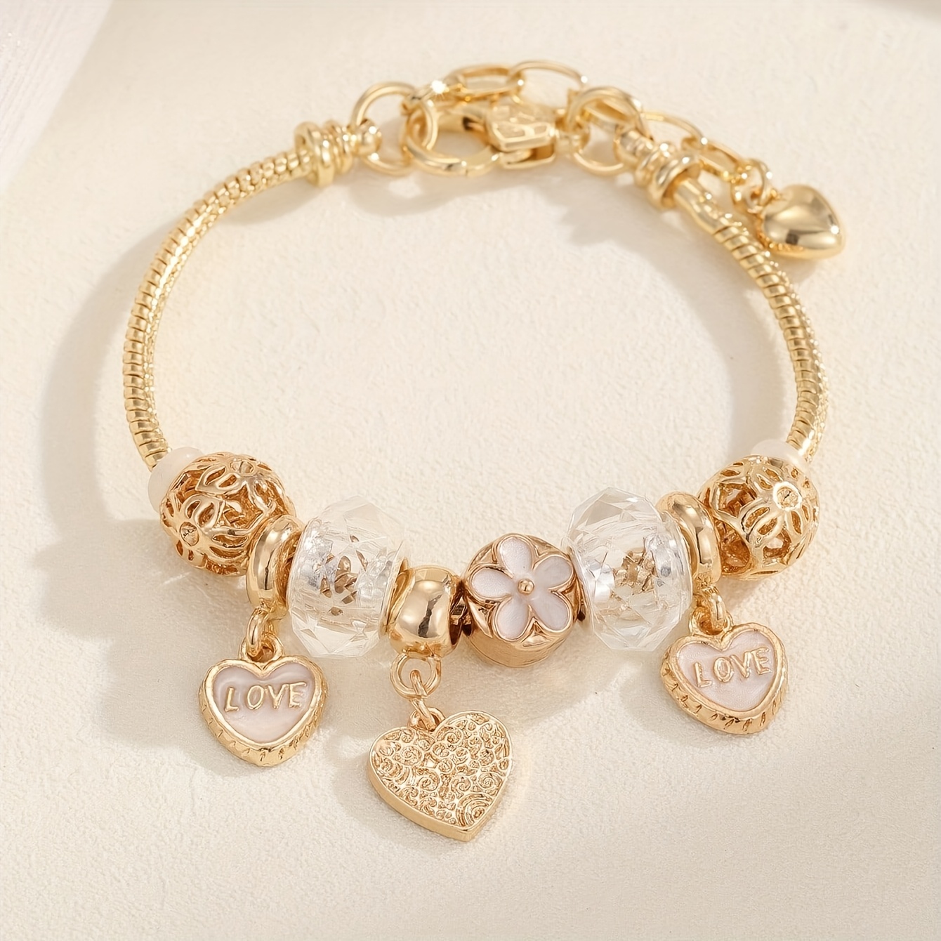 TEMU 1 Easy And Fashionable Romantic Flower Peach Heart Bracelet Daily Decoration Bracelet For In Series