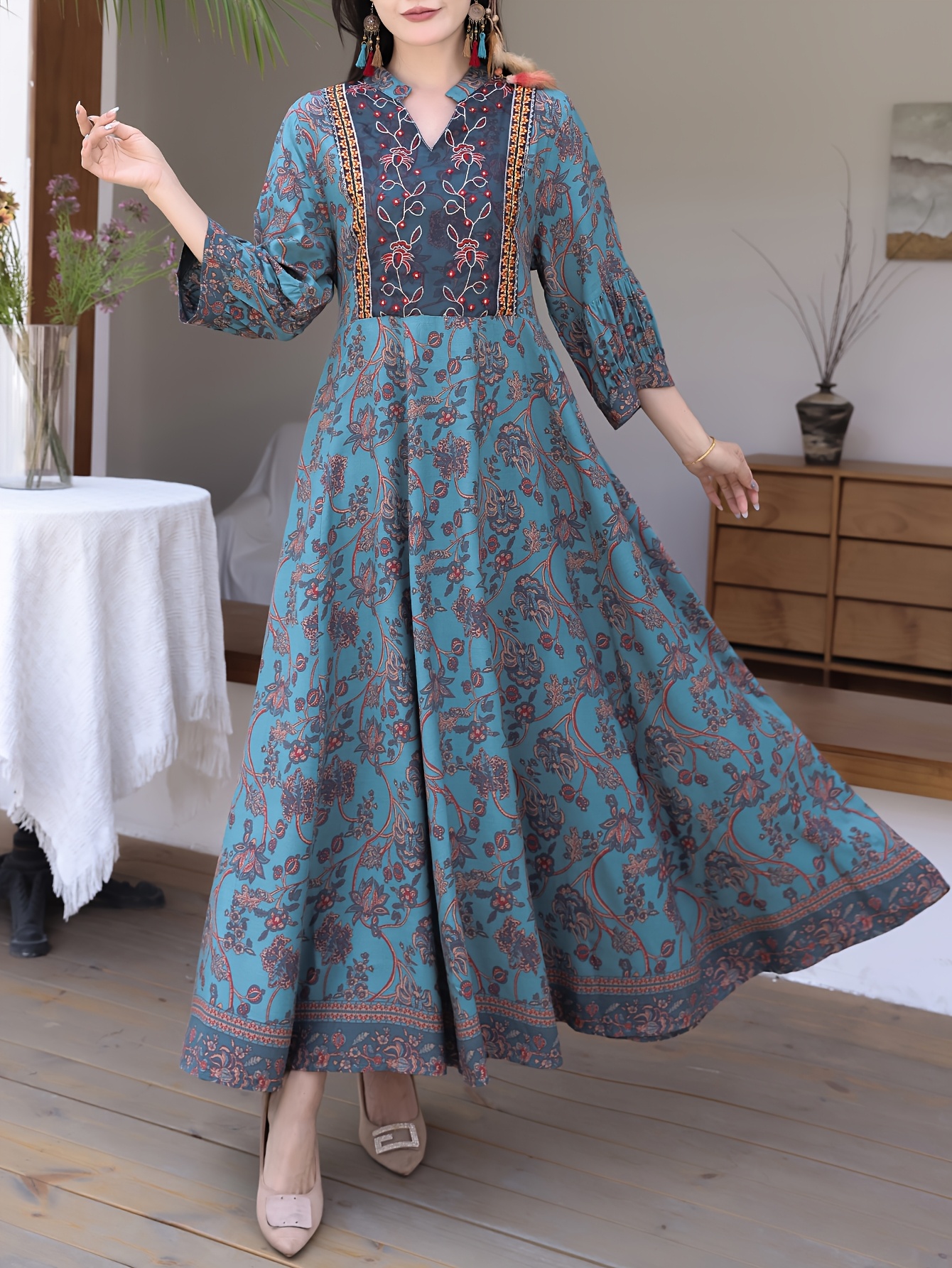 sachin and babi light blue dress Women's Elegant Middle Eastern Bohemian Maxi dress