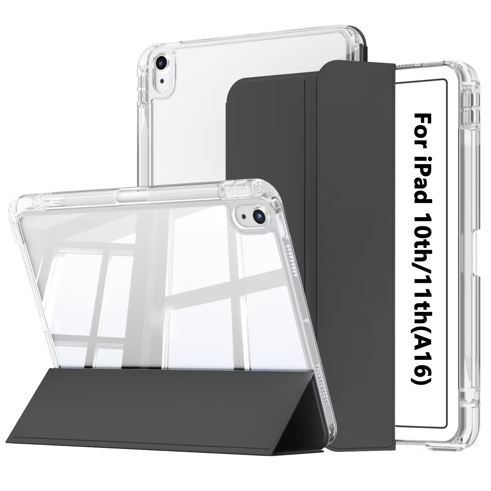 E-shop Kompatibel für iPad der 5.-10. Generation/Air 4.-7./Pro 11/12.9/Air 13-Zoll Hülle: Transparente Acryl-Rückseite mit Stiftschlitz, Auto
