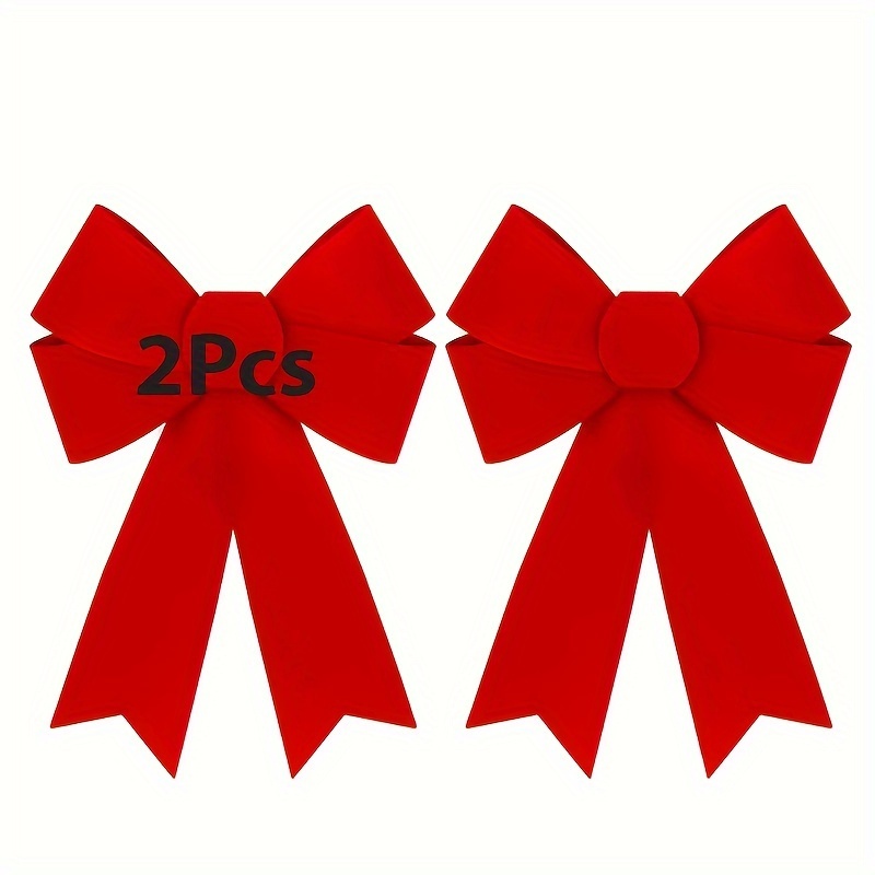 

2- Red Pvc Christmas Bows - 9x12 Bowknots For & Decor, No Battery , For Christmas Tree, , , , Decorations