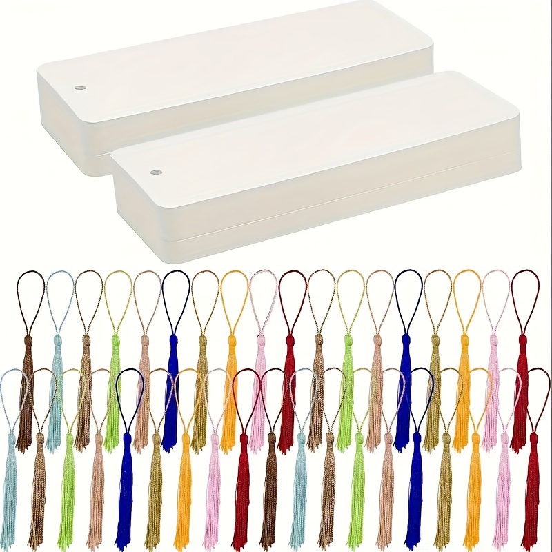 

60pcs Blank Bookmark Set With Colorful Tassels - Diy Handmade Craft Paper Bookmarks For Drawing And Gift Tags Making Kit