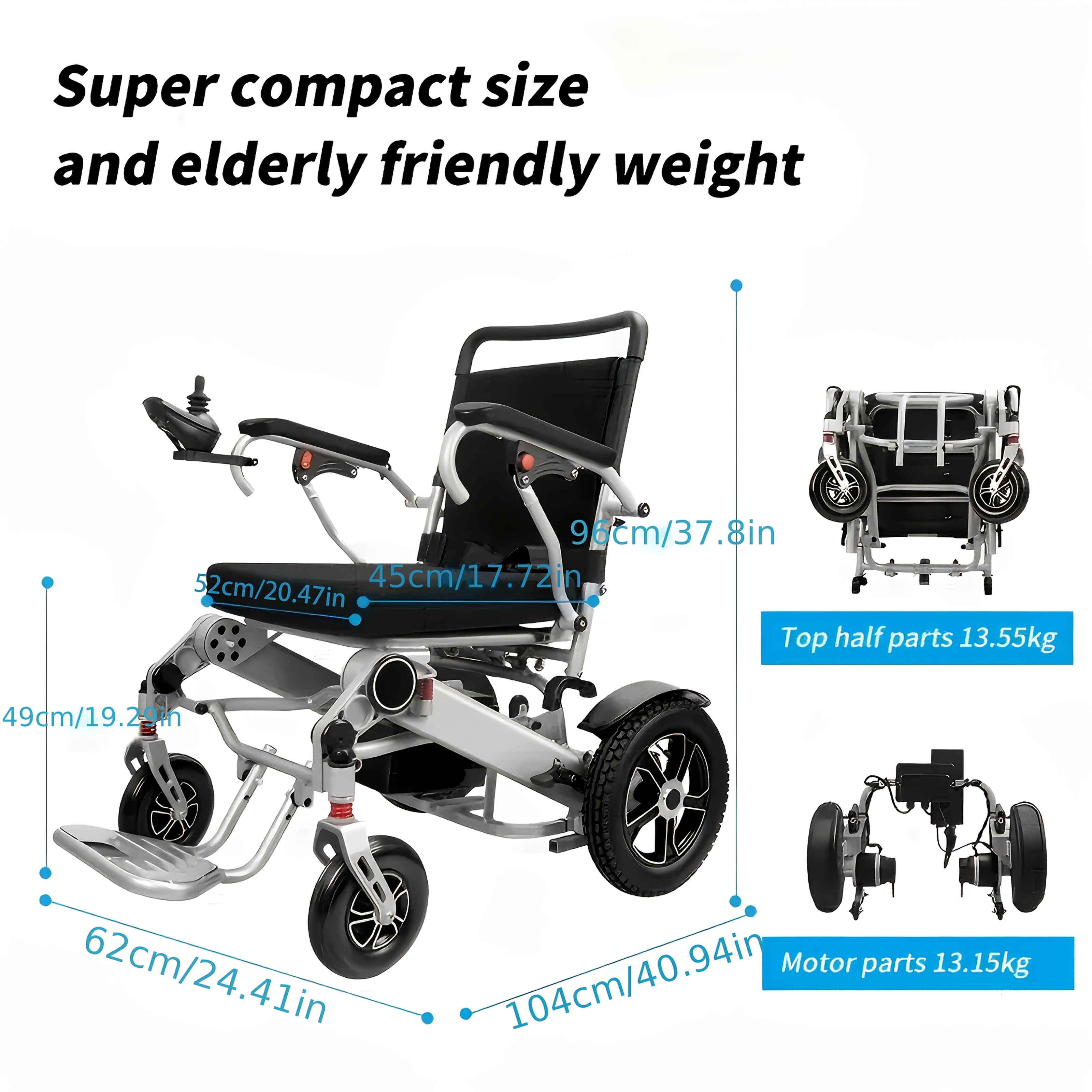 electric wheelchair mobility scooter for seniors 300 500w high power 13     lightweight and foldable 350 lbs weight capacity Product details 12