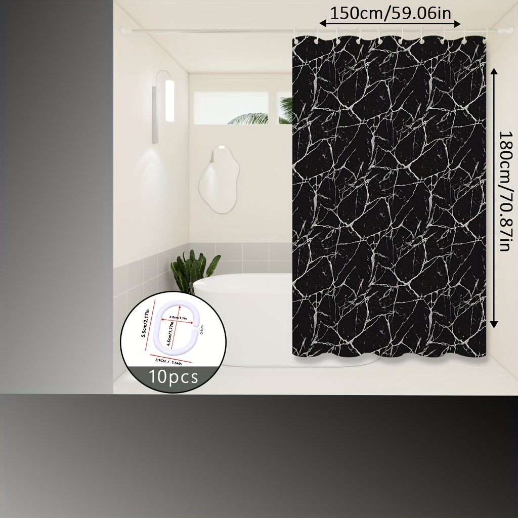 TEMU Rideau de douche motif marbre luxe léger, créant une salle de bain haut de gamme, rideau de séparation de salle de bain universel multi-scènes