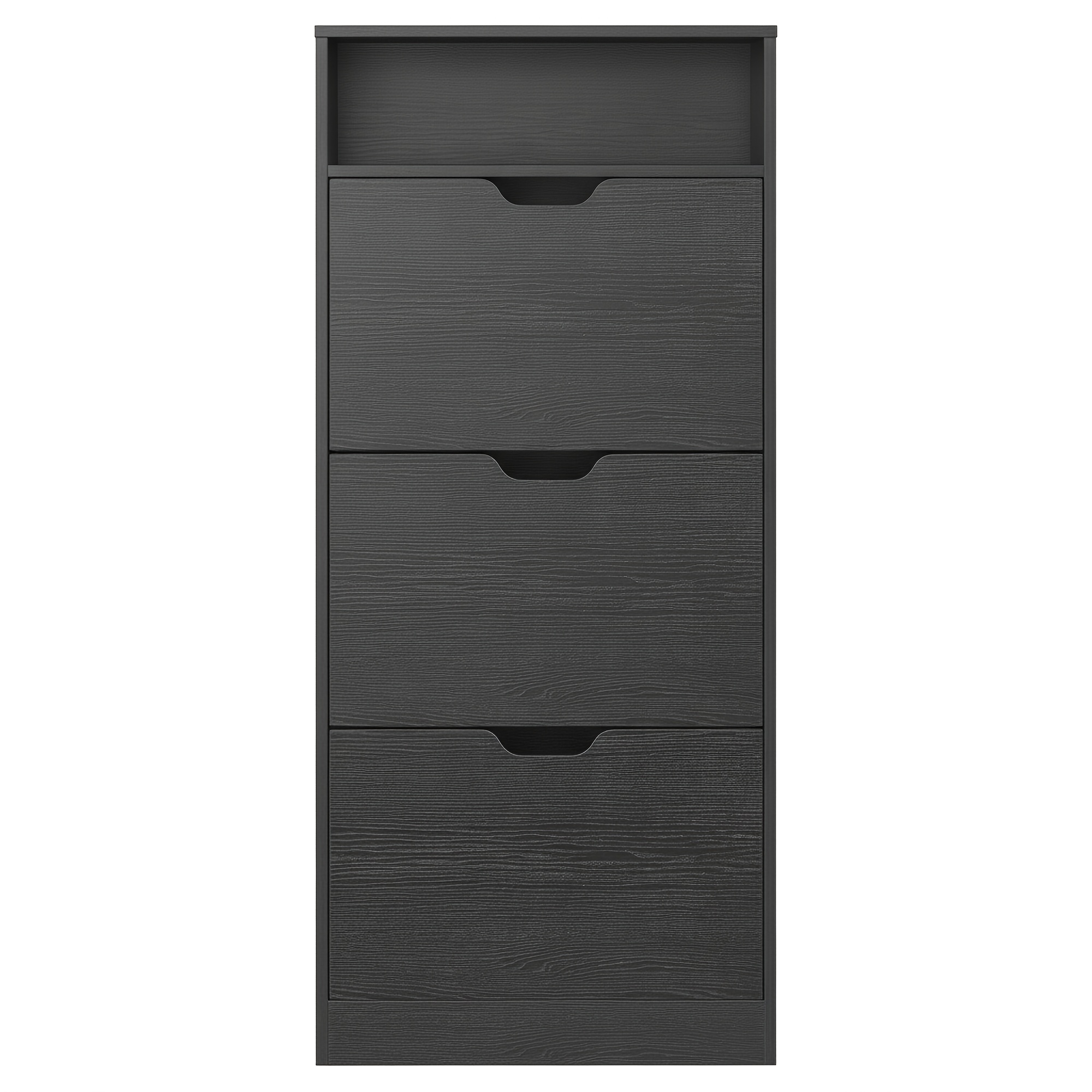 E-shop Schuhschrank 3 Fächer, Schuhregal, offenes Fach, Trennwand verstellbar, für 14-18 Paar Schuhe, 24 X 60 X 139 Cm, Schwarz