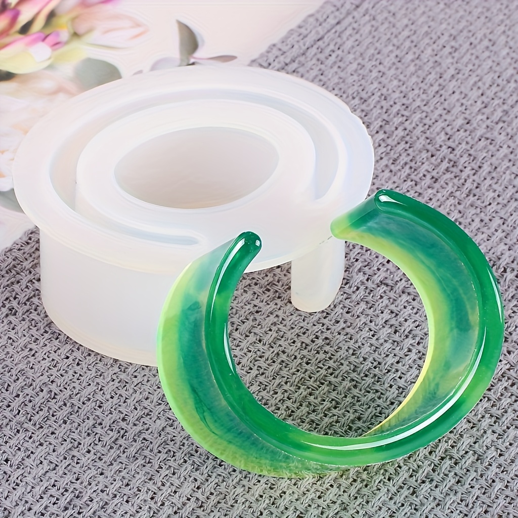 TEMU 1pc Silicone Resin Bracelet Mold - Durable Jewelry Casting Mold For Diy Crafts, Cylindrical & Design, Reusable Semi-open Mold For Resin, Clay,