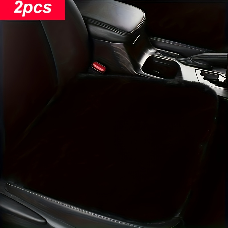 Image of 2pcs Fit Plush Car Seat Cushion - Soft, Warm Faux Rabbit Fur Pad For All Vehicles, Washable And Portable, Ideal For Winter/spring/fall - Fit, Accessory