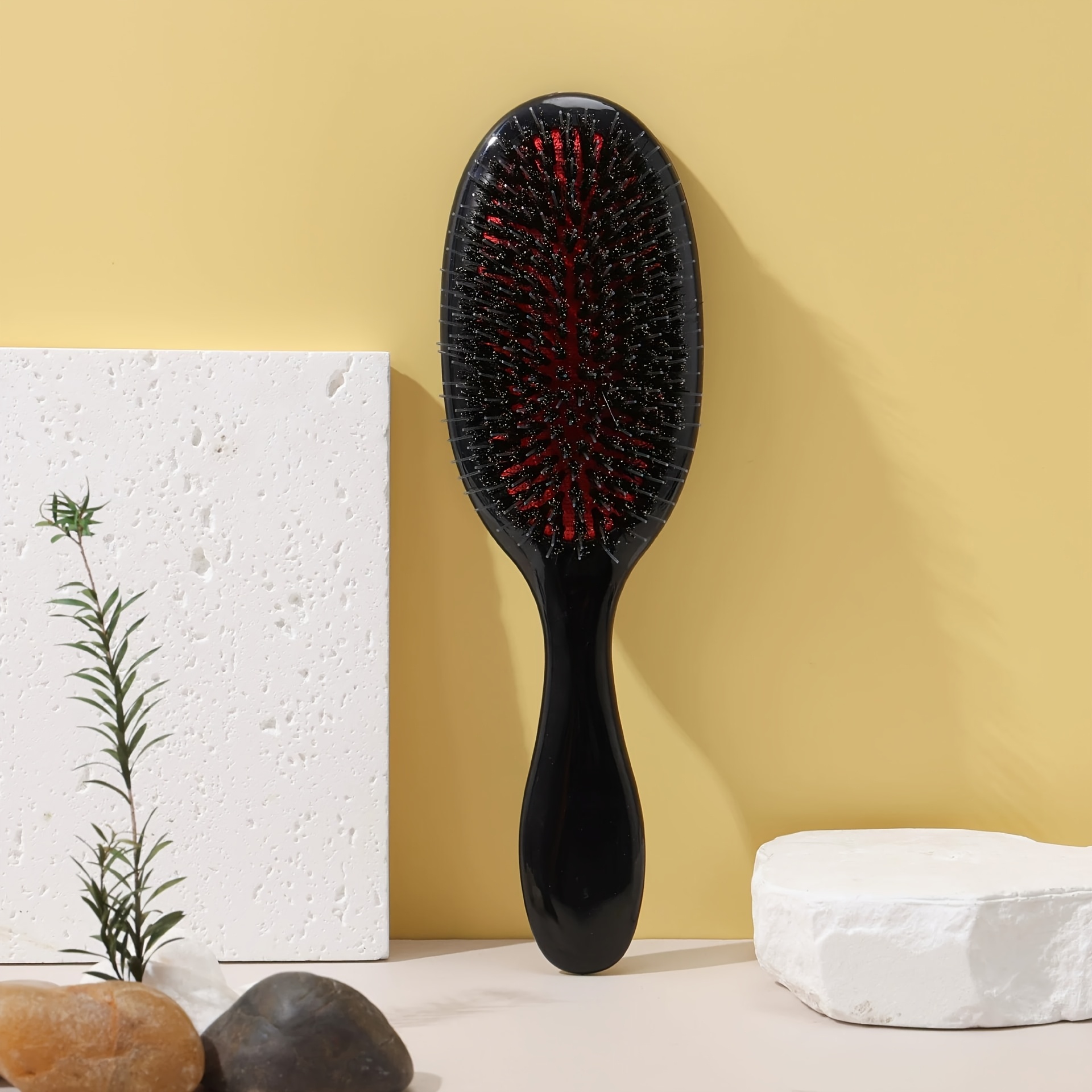TEMU 1pc Massage Air Cushion Hair Brush With Detangling Bristles, Anti-static Round Hair Comb For Normal Hair, Handheld Oval Hair Tool For Head , Abs