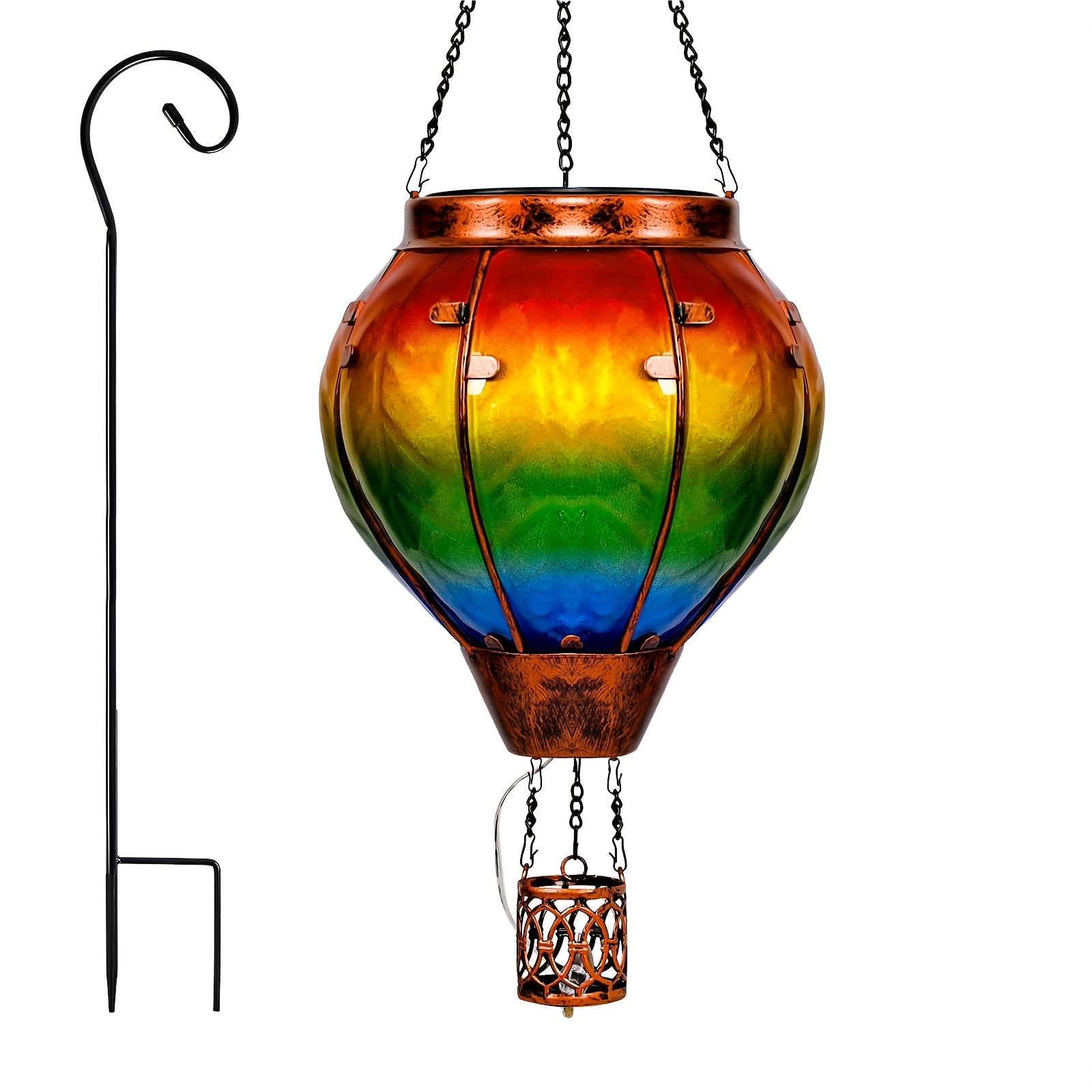 TEMU Luminous Hot Air Balloon With Colorful Balloon Lights Hanging In For Outdoor Garden Decoration, With Shepherd Hooks