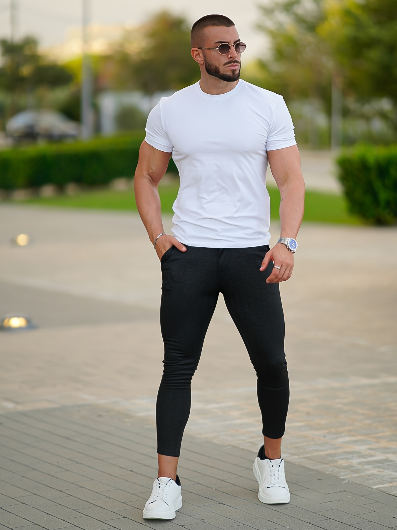 mens skinny cropped joggers