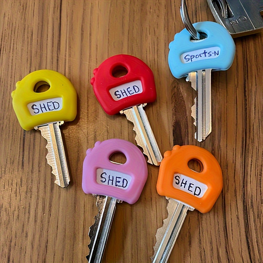 8 Pcs Silicone Key Covers With Labels, Flexible Key Identifier Set