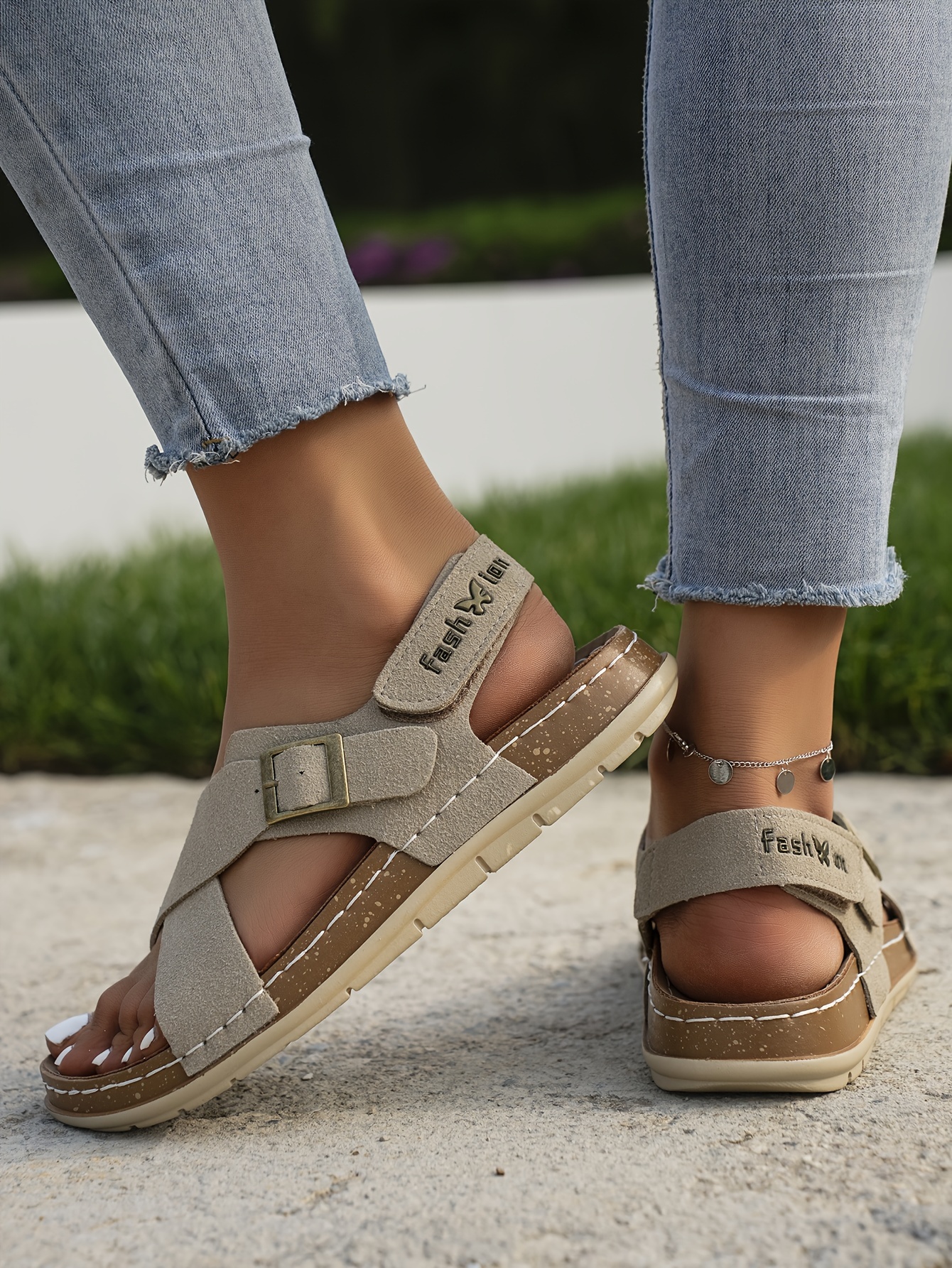 2023 new cross band flat sandals for   for summer exposing toes fairy like roman shoes for students details 2