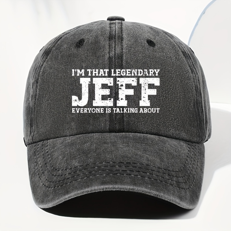 

100% Vintage-style "i'm That Jeff" Printed Baseball Cap - Ideal For Outdoor Dad Hat Fashion, Baseball Cap