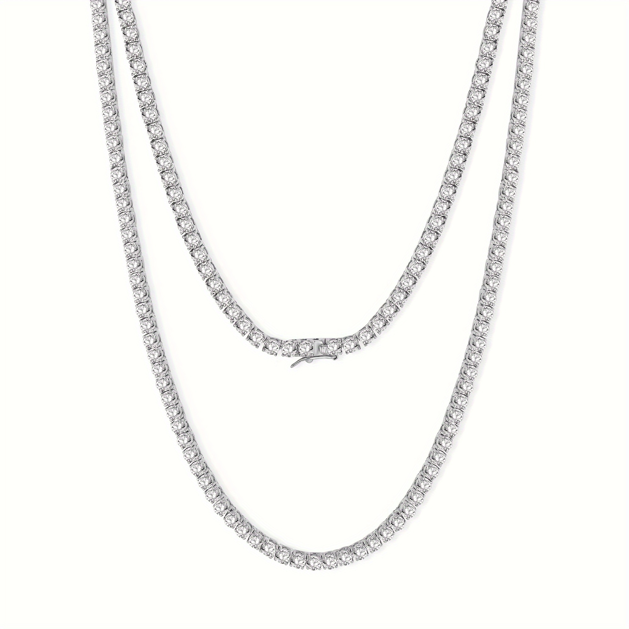 

Tennis Necklaces For Women|4mm Simulate Tennis Chain|4-prong-setting Cz|18k White Gold Plated|size 16-22 Inches