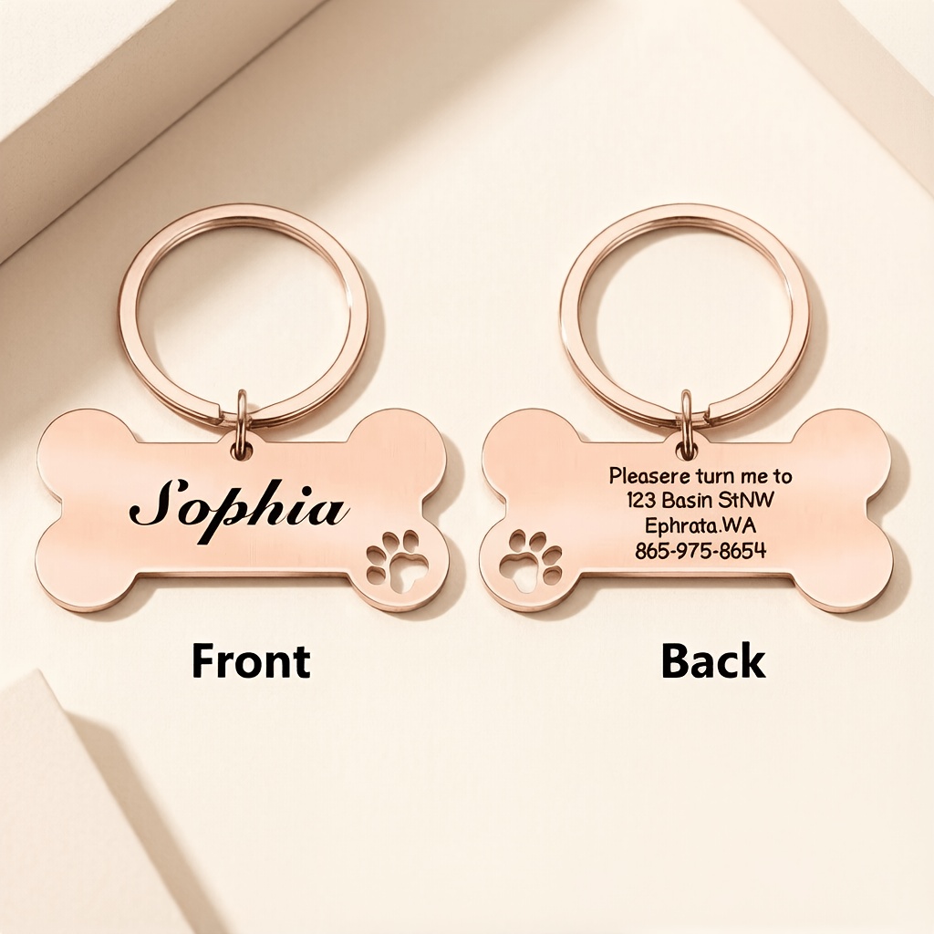 TEMU Christmas Gift, 1pc Personalized Pet Dog Tag Glossy Stainless Steel Material Free Engraving Kitten Puppy Anti-loss Collar Tag Id Tag Pet