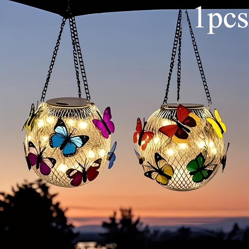 1pc Solar-powered Metal Light Fixture - Outdoor Hanging Lantern With Automatic, Solar Charging & Glow For,, Porch - Durable Suitable For Fence, Wall, Decor