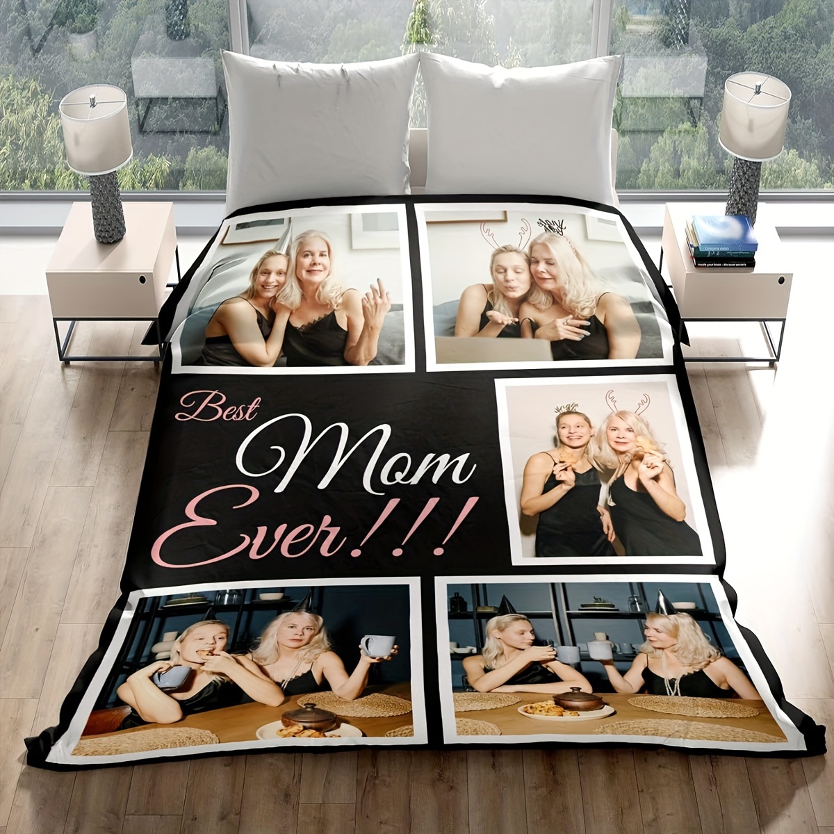 

Custom Photo Blanket - Personalized Mother's Day Gift For Mom, Soft Flannel Digital Print Throw For Couch, Bed, Travel & Camping