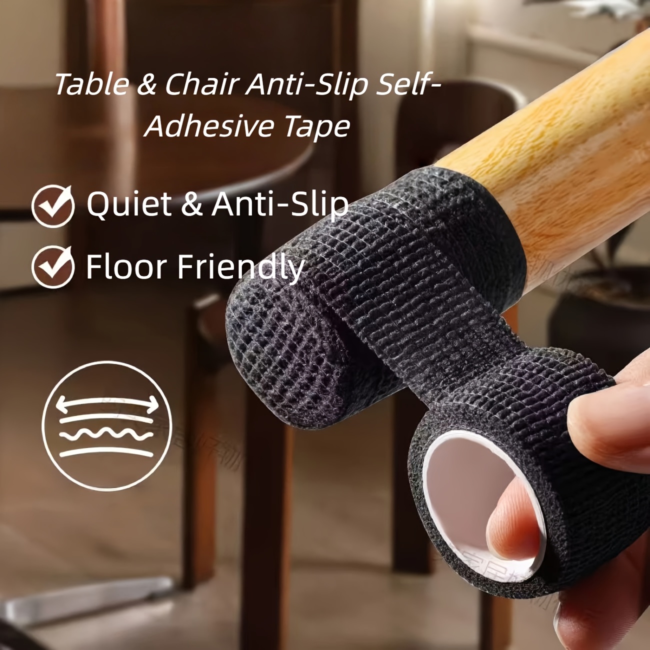 TEMU Furniture Anti-slip Silent Pads, Thickened Self-adhesive Anti-slip Strips 4 Meters X 3 Rolls ( Meters) Table And Chair Leg Protection Floor