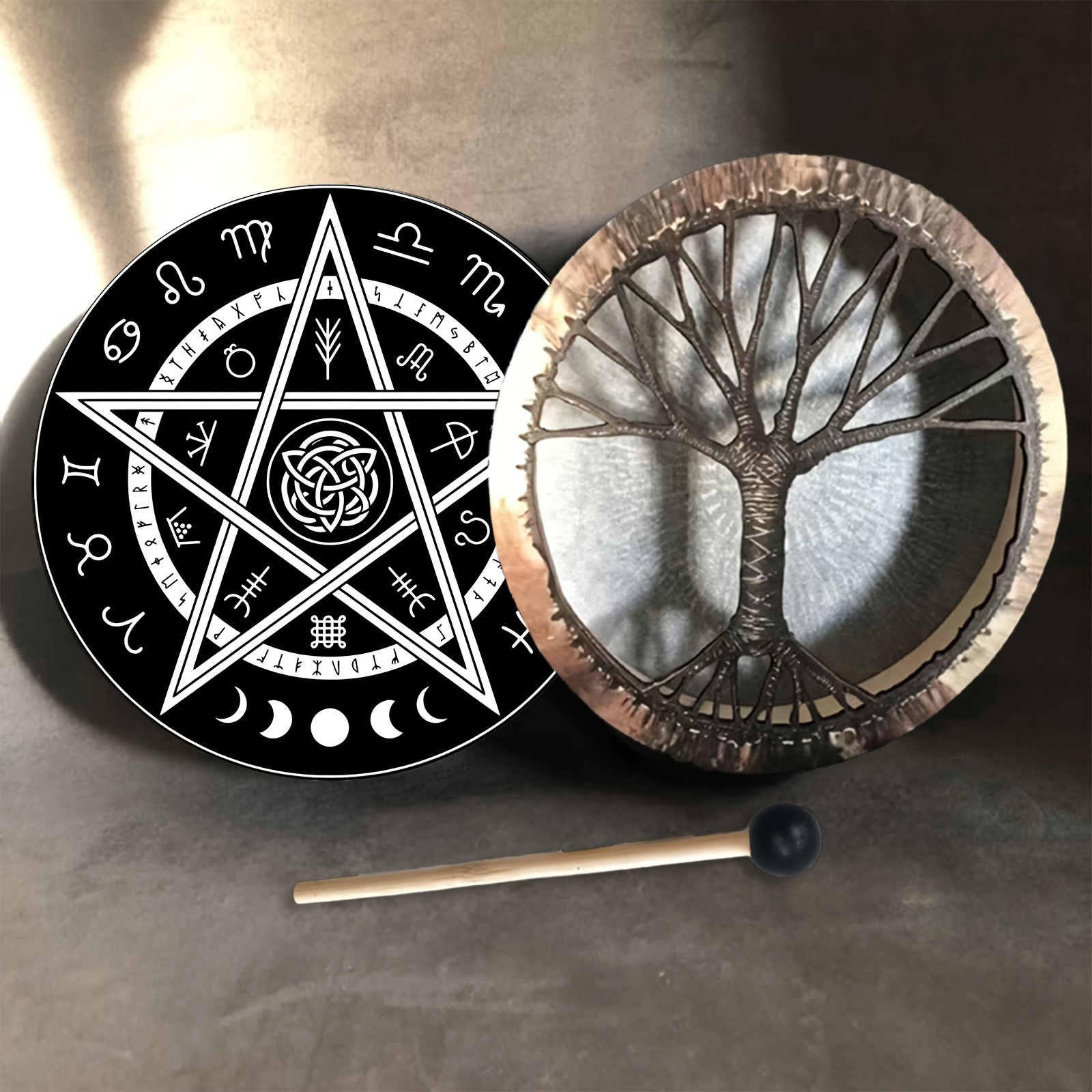 25.4 cm Pentagram Hand Drum with Drumstick