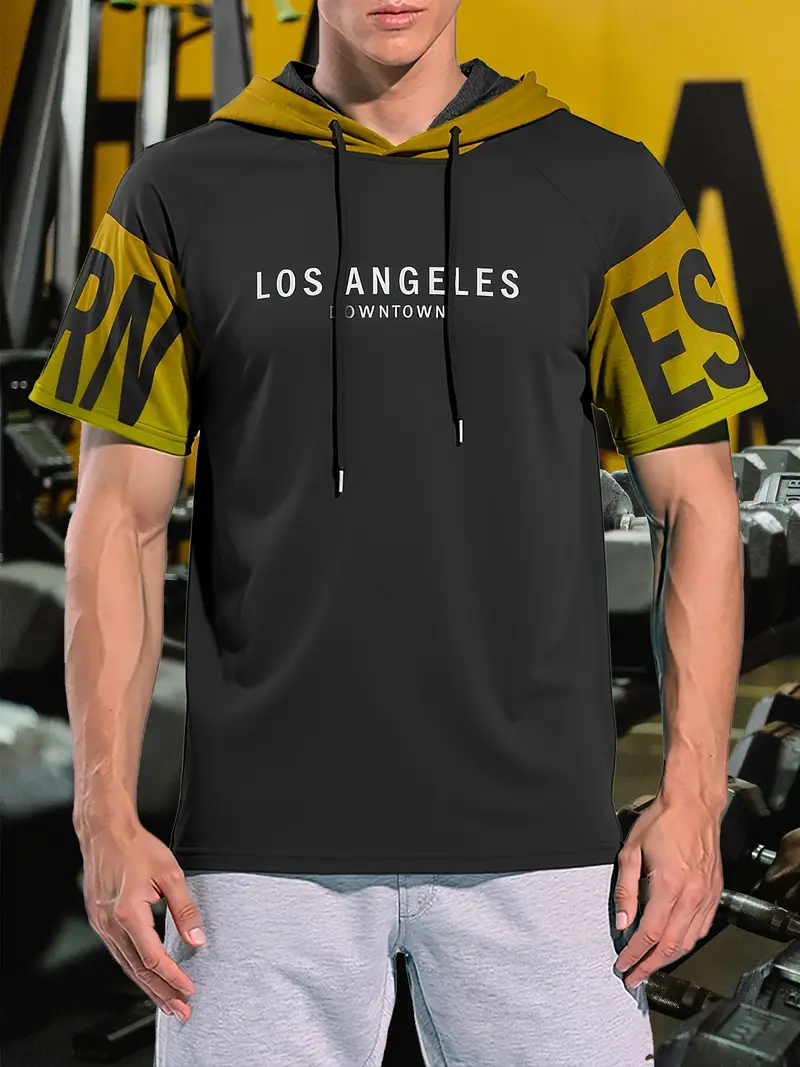 Yellow Men'S Los Angeles Town Graphic Hoodie