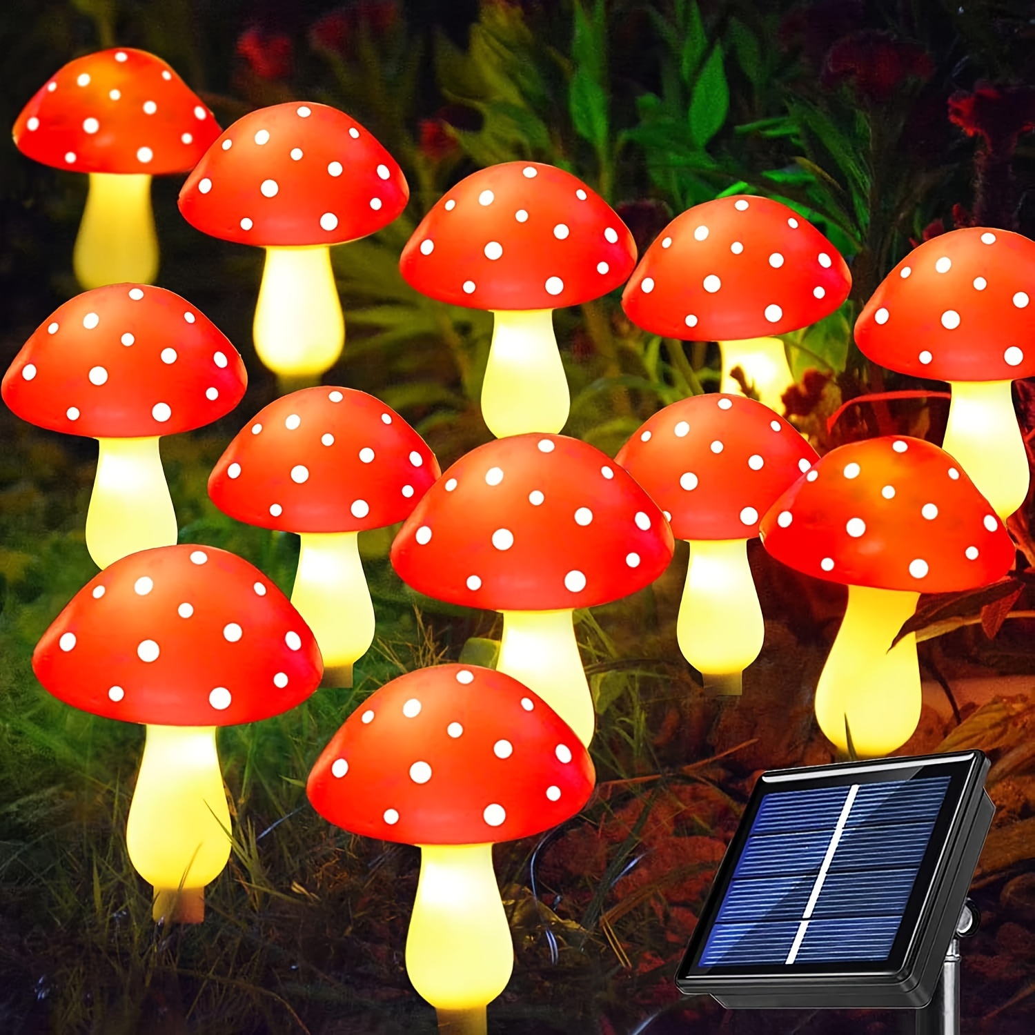 

12pack Solar Mushroom Stakes Lights, Mushroom Solar Lights Outdoor Garden Waterproof, 8 Lighting Modes Solar Mushroom Lights, For Yard Patio Pathway Lawn (multicolored)