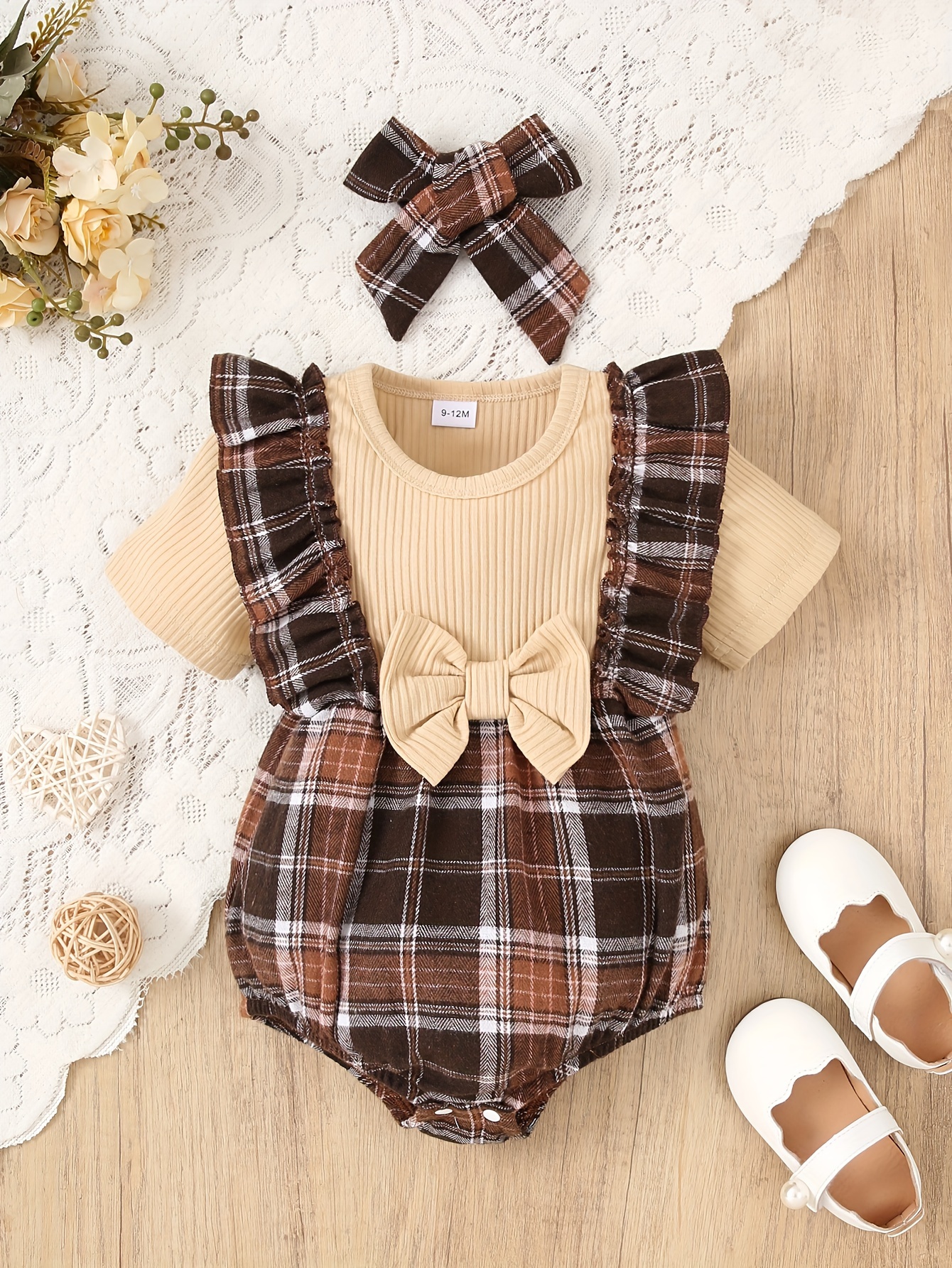 Plaid onesie baby girl sale