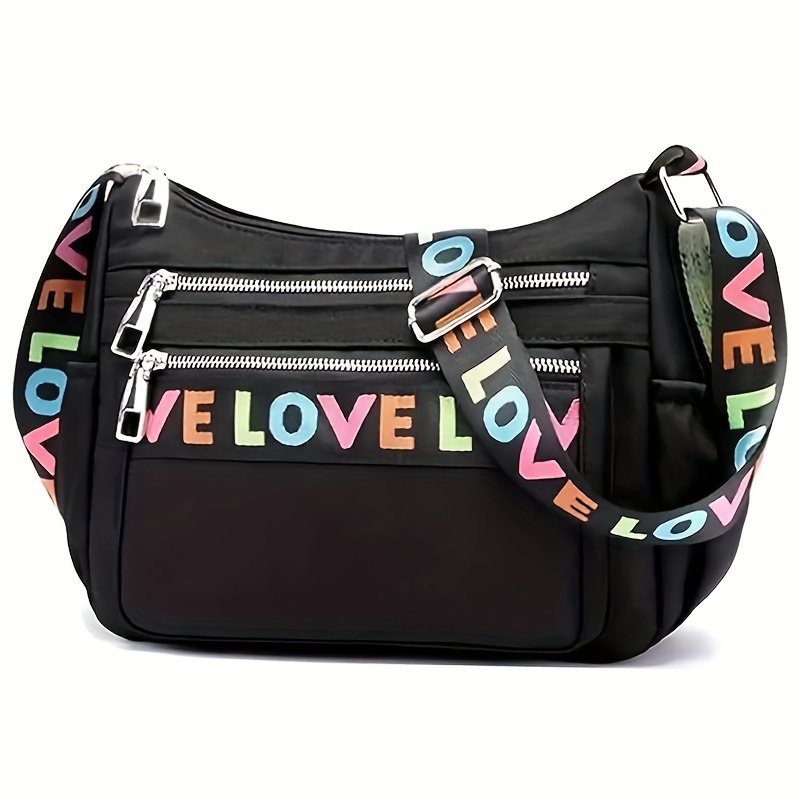 

Fashion Letter Pattern Crossbody Bag As Gift For Girlfrend, Casual Large Capacity Zipper Shoulder Bag, Trendy Crossbody Bag For Women & Girls
