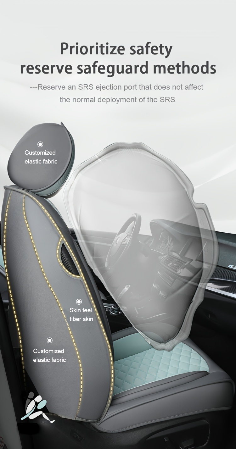 for beige gray quilted car seat cover cartoon design full coverage leather mesh fabric 1 seat five seat option stylish comfortable car seat protector quilted design luxury fee Product details 9