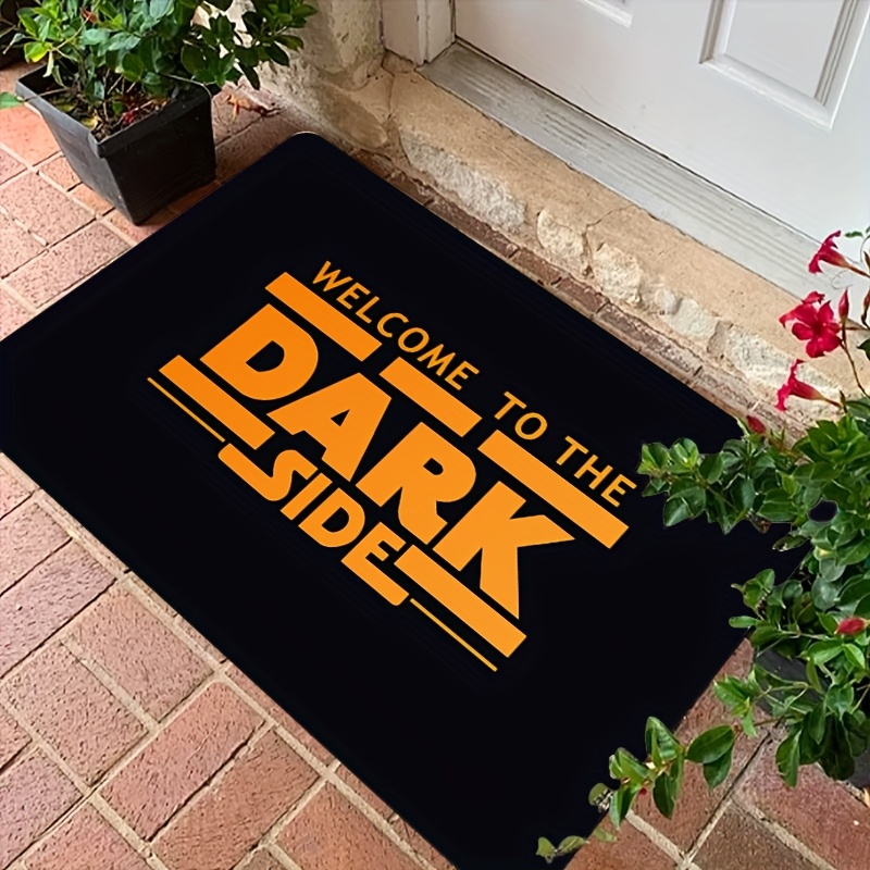 

1pc "welcome To The Dark Side" Doorway Floor Mat - Soft Flannel With 1cm Sponge, Anti-slip & Stain-resistant, Ideal For Entryway, Bedroom, Bathroom, And More - Fashionable Dark Letter