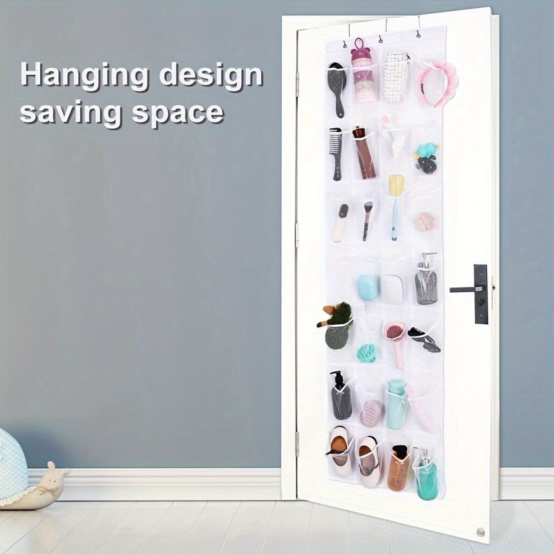 

1pc 28 Pockets Over The Door Hanging Pantry Organizer, Hanging Shoe Rack, Clear Hanging Storage Holder With Hook, Home Storage And Organize Tool