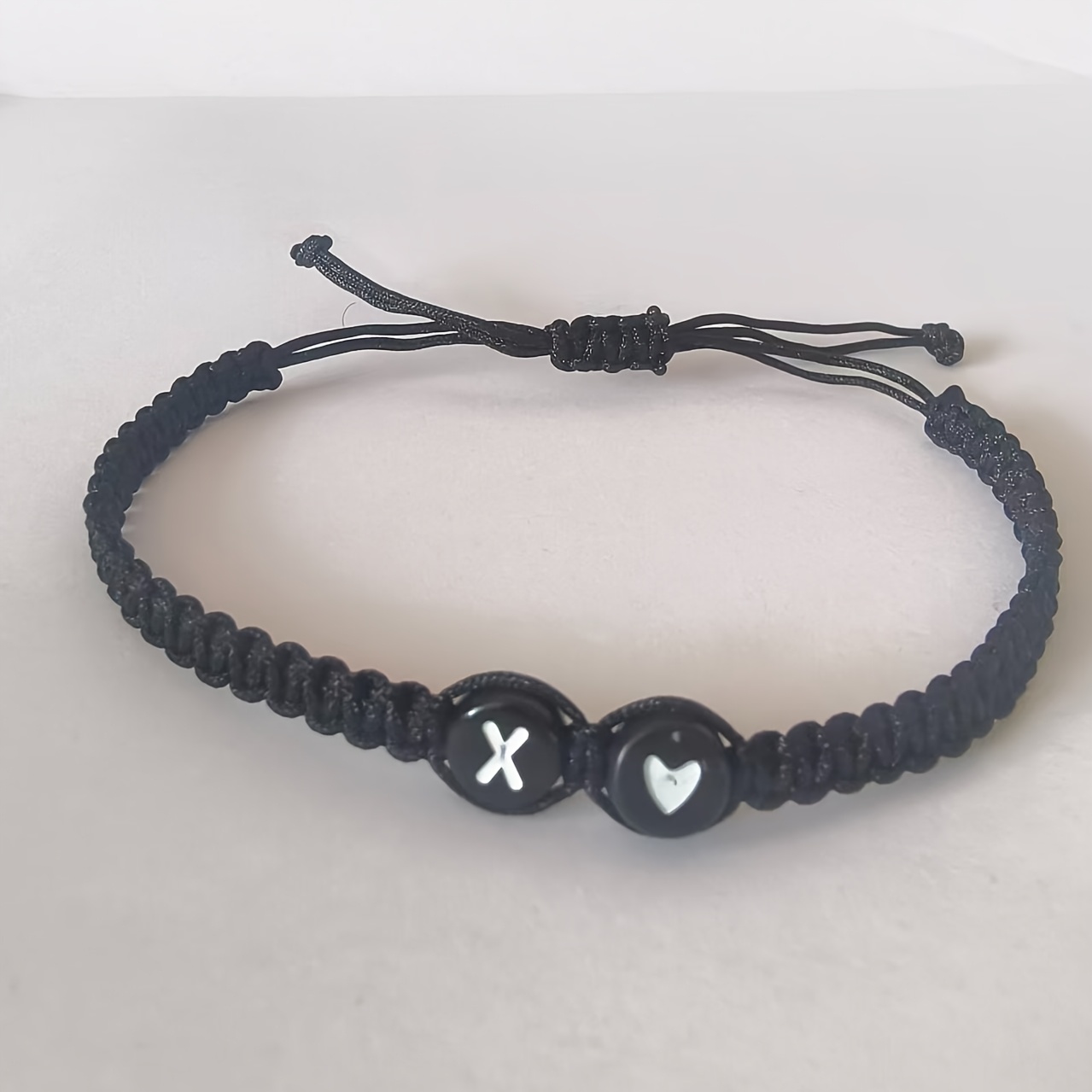 Stylish Adjustable Black and White Heart Couple's Letter Bracelet