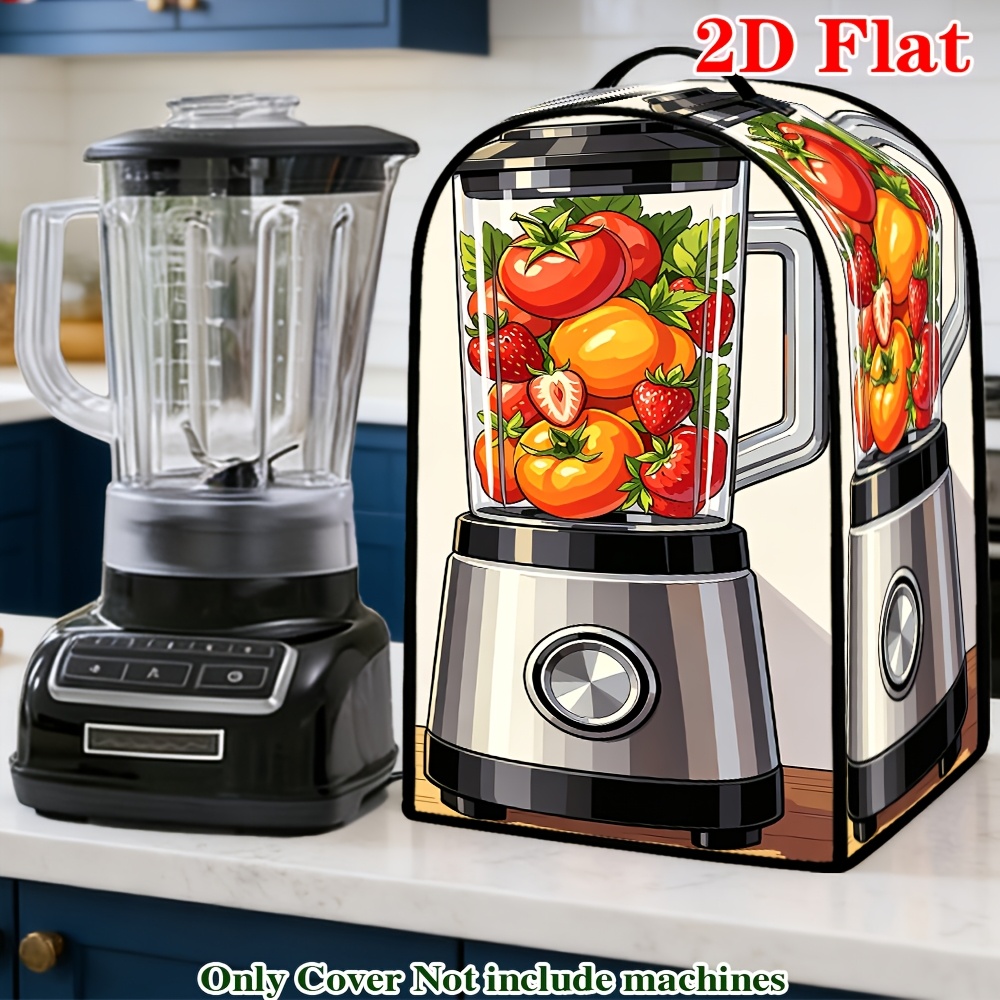 TEMU 2d Flat, 1pc Blender Cover, With Fruits And Vegetables Pattern Themed Design, Food Mixer Cover, Mixer Additions Kitchen Blender Covers Coffee