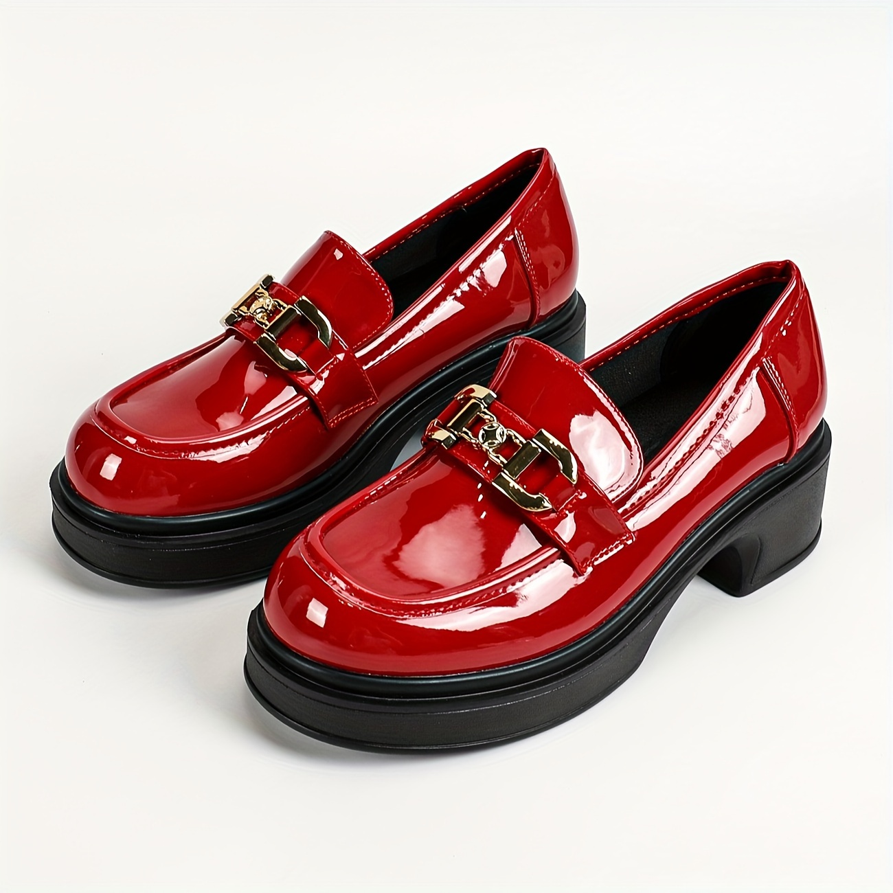 elegant women s red patent loafers glitter Temu