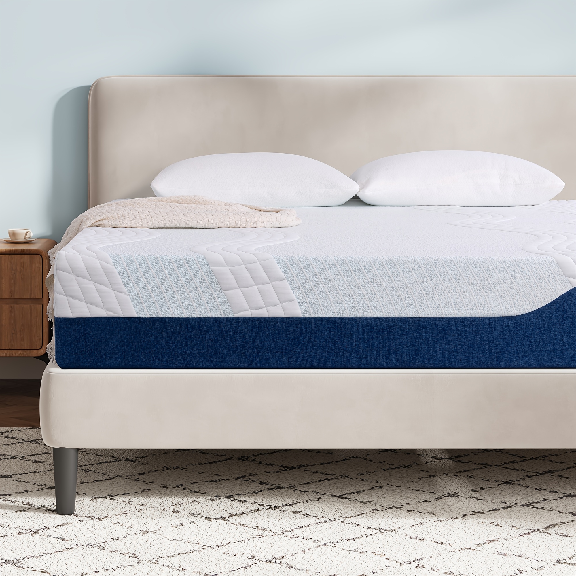 TEMU Matelas 6 pouces en mousse à mémoire de gel avec housse lavable en machine ; Respirant et frais ; Livré dans une boîte ; Confortable et offrant