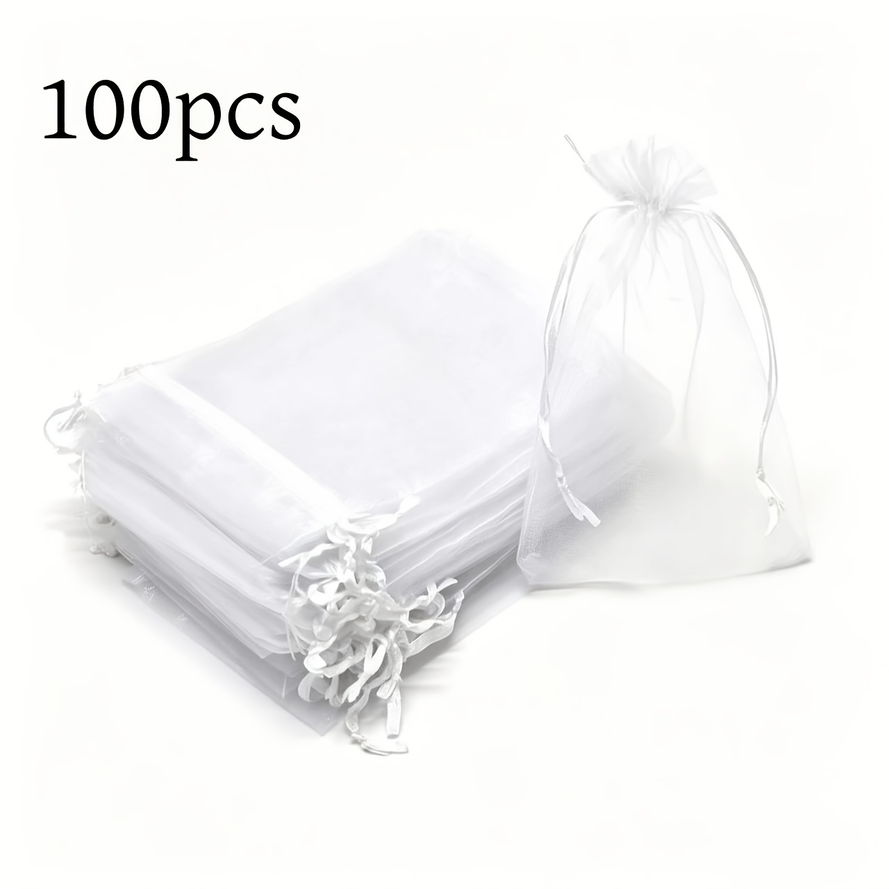 TEMU Cadeau Pour Elle/Lui 100/50pcs Sacs Cadeaux Transparents en Organza avec Cordon de Serrage (3.54In X 2.76In), Parfait pour Cadeaux de Mariage,