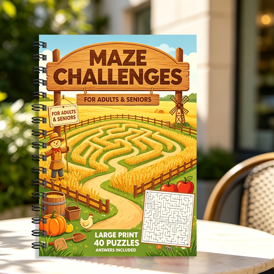 Maze Challenges Book, Brain Teaser for Adults