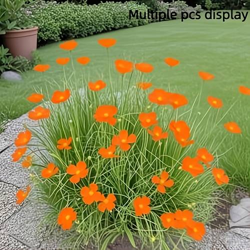 6 bunches of orange onion grass flowers uv resistant artificial outdoor plants for porch garden plastic shrubs for weddings thanksgiving anniversaries and graduations container not included