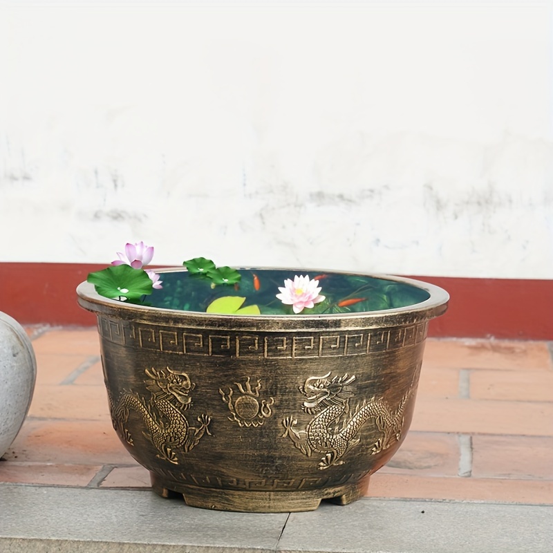 2pcs retro chinese dragon resin planter pots self punching - Temu