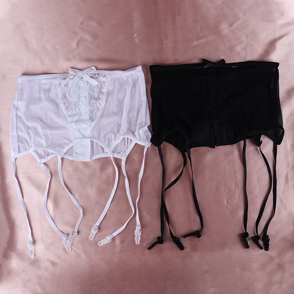 1 2 3pcs high waist lace thong garter belt adjustable strap