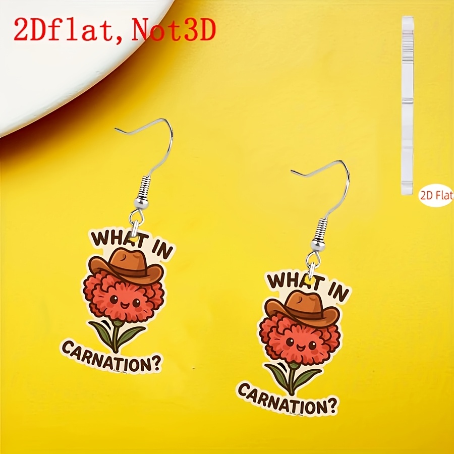 2D Flat Cowboy Hat Pendant Earrings for Western Style