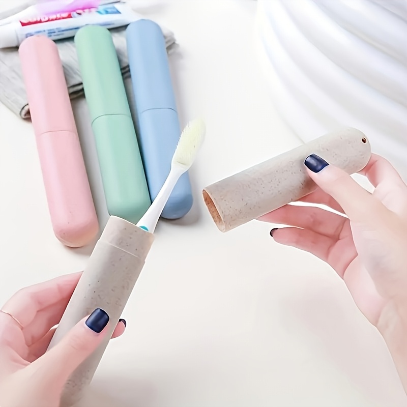 1pieza soporte de cepillo de dientes de viaje, estuche de cepillo de dientes de plástico de estilo casual con agujeros de ventilación, resistente a las manchas, lavable a  , cierre de   - ideal para viajes y uso en casa detalles 3