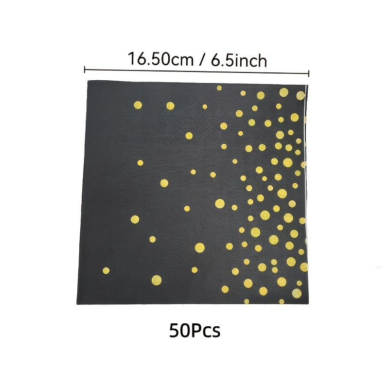 TEMU 10/ 6.5-inch Black Golden Polka Dot Napkins, Suitable For Birthday Parties/weddings/graduation Ceremonies/party Decorations/father's