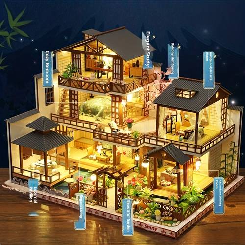 villa wooden handmade assembled house 3d puzzle architectural model cottage vacation villa story large house model easter gift