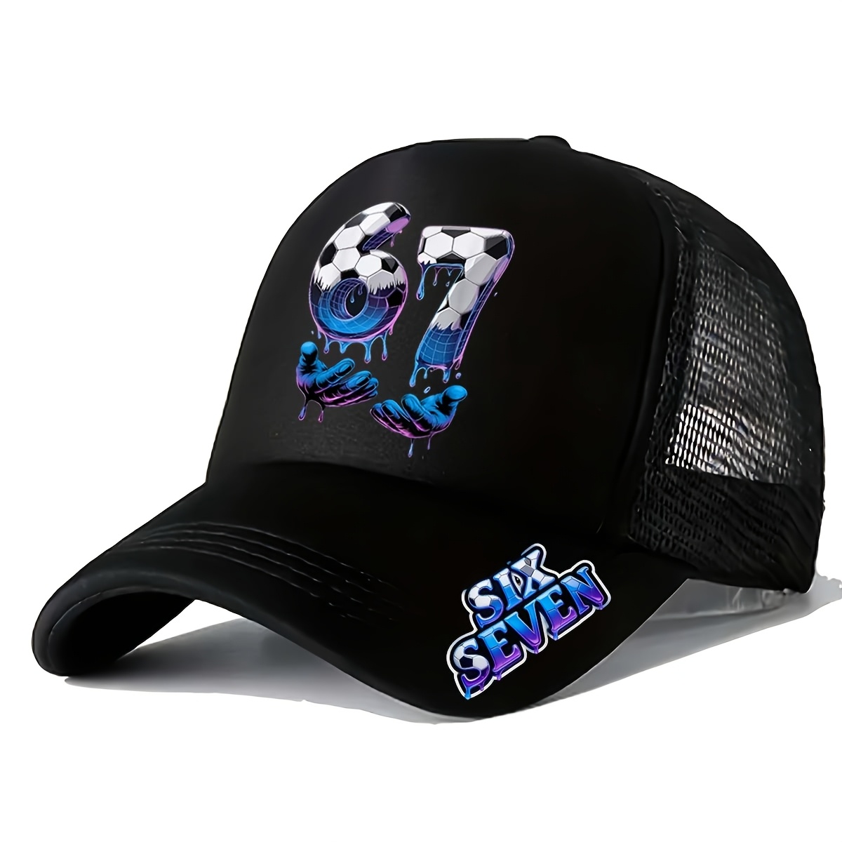 TEMU 1 Unisex Football Cap "67", A Baseball Cap Printed With The Letters "67", Featuring A Cream Drip Design, In Multiple Colors, Made Of Comfortable