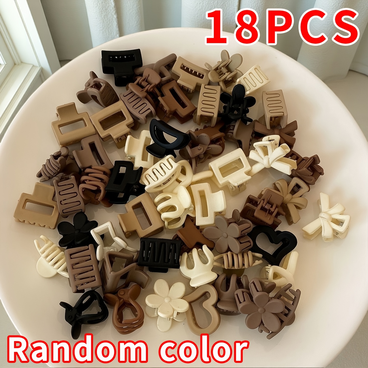 TEMU 18pcs Matte Random Hair Clips, Random Colors Random Styles, Hair Additions Are Exquisitely Designed, With A Easy And Appearance, Mixed Random ,
