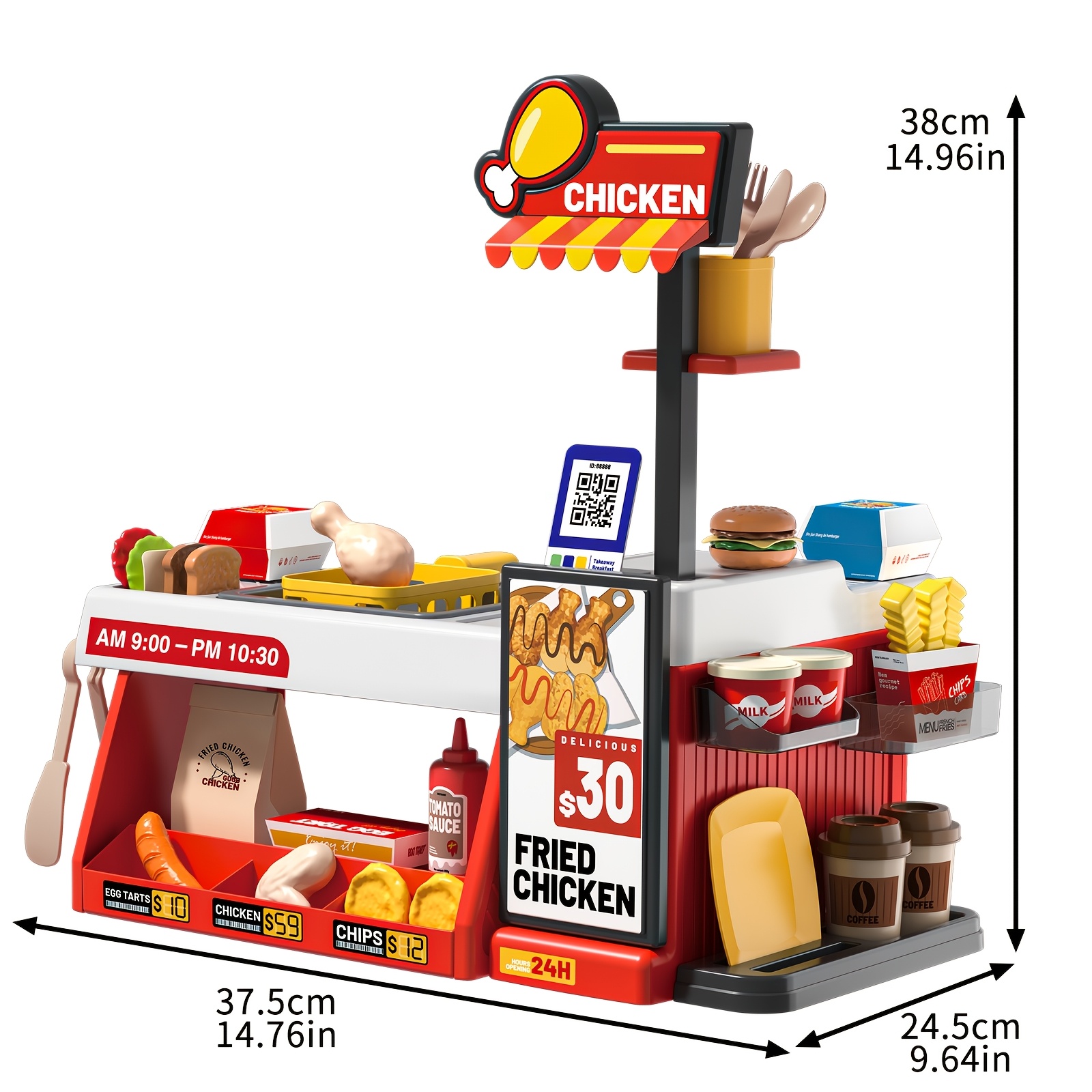 TEMU Taqizhu Pretend Play Toys, Fried , & Hamburger Shop, Simulation Color-changing Food With Additions For Making Hamburger & Sandwich, Cashiering
