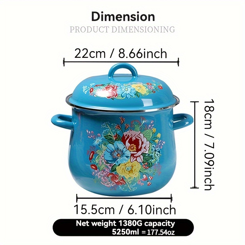 1pc117 54oz christmas style large capacity enamel multifunctional   cooking pot boiling pot stew pot   and easy to clean   supplies compatible with all stoves holiday gift details 10