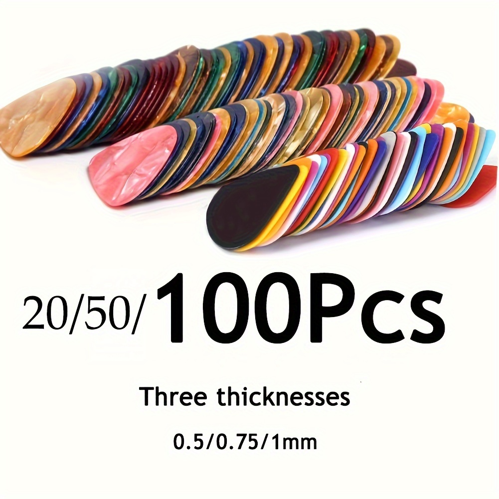 

20pcs/50pcs/100pcs Guitar Picks, Unique Guitar For Bass, & Guitars Includes 0.46mm, 0.71mm, 0.96mm